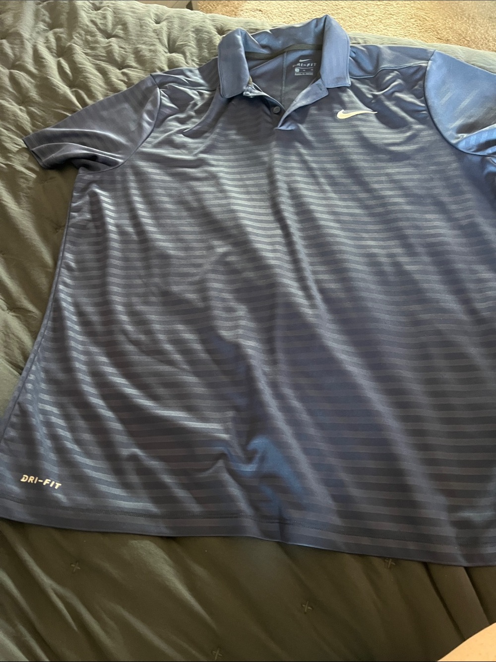 Nike Men's Blue Striped Dri-FIT Polo